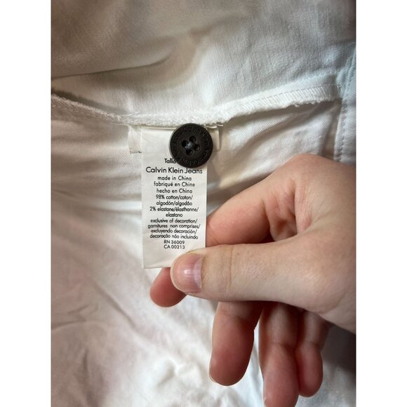 Calvin Klein Jeans Womens denim Jacket Medium White Button Front Embroidered - Picture 3 of 12